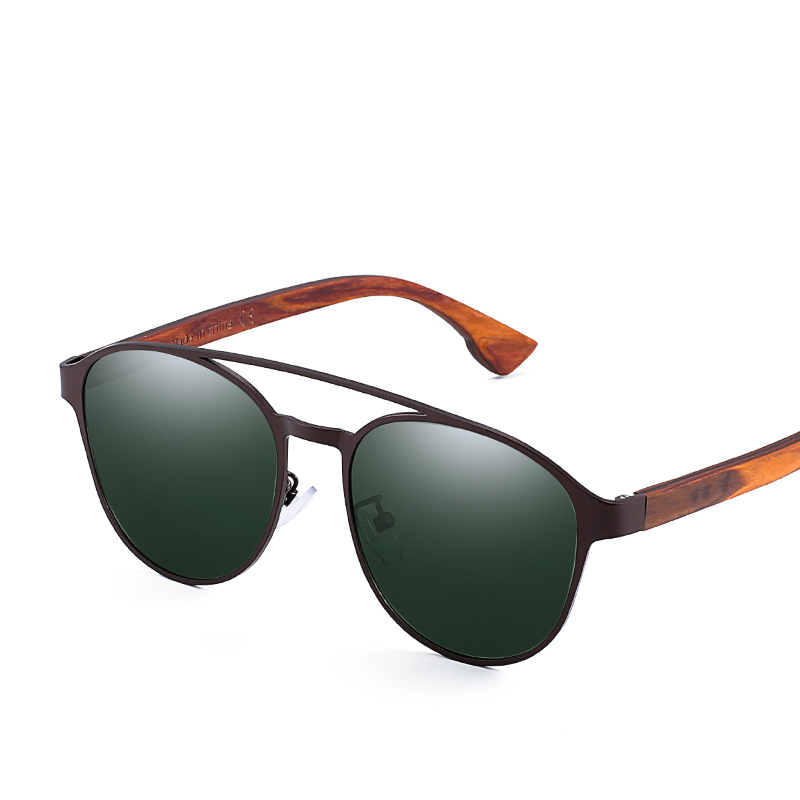 Mature Ladies & Men Fashion Colorful Polarized Lens Wooden Sunglasses