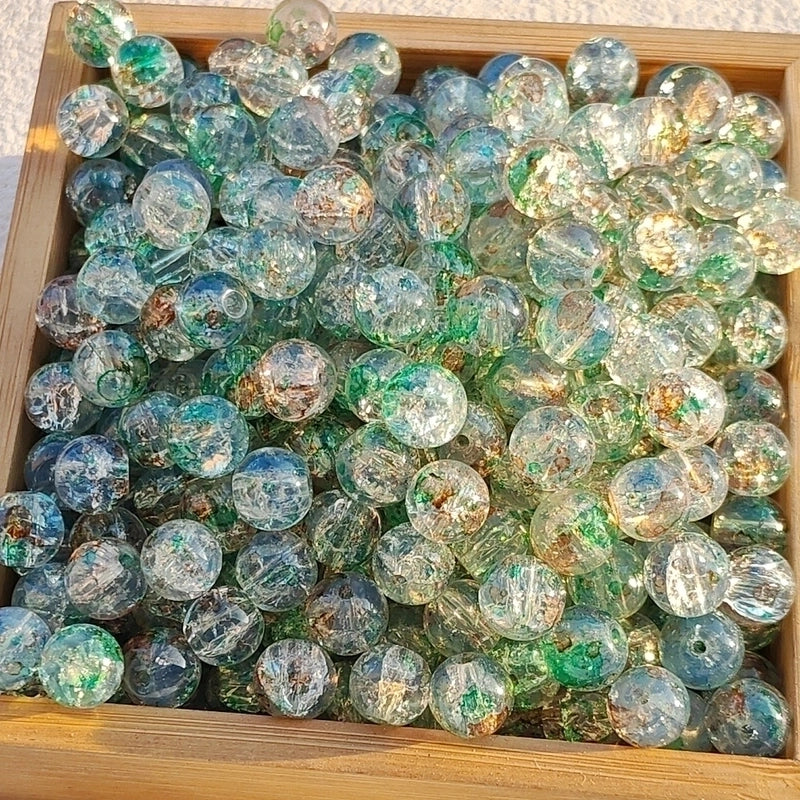 50 Pieces High Quality 8/10mm Protein Jade Broken Water Dyed Glass Bead DIY Handmade Glass Paint Beads Round Beads String Beads Materials