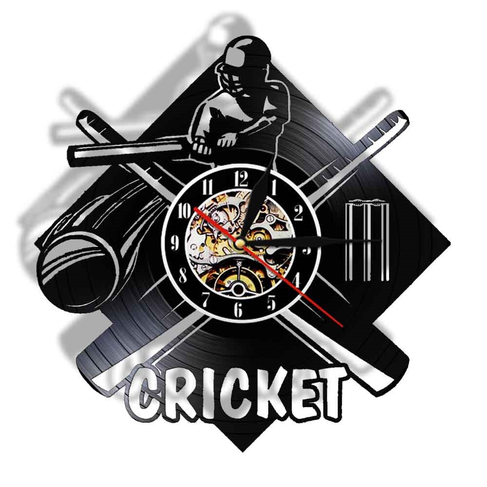 

Cricket Player Silhouette - Vinyl Record Wall Clock - Without LED, 501 Original