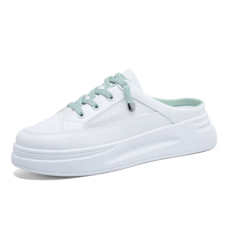 Baotou half slippers women's outer wear fashion 2021 new summer women's shoes mesh breathable white shoes Korean shoes women