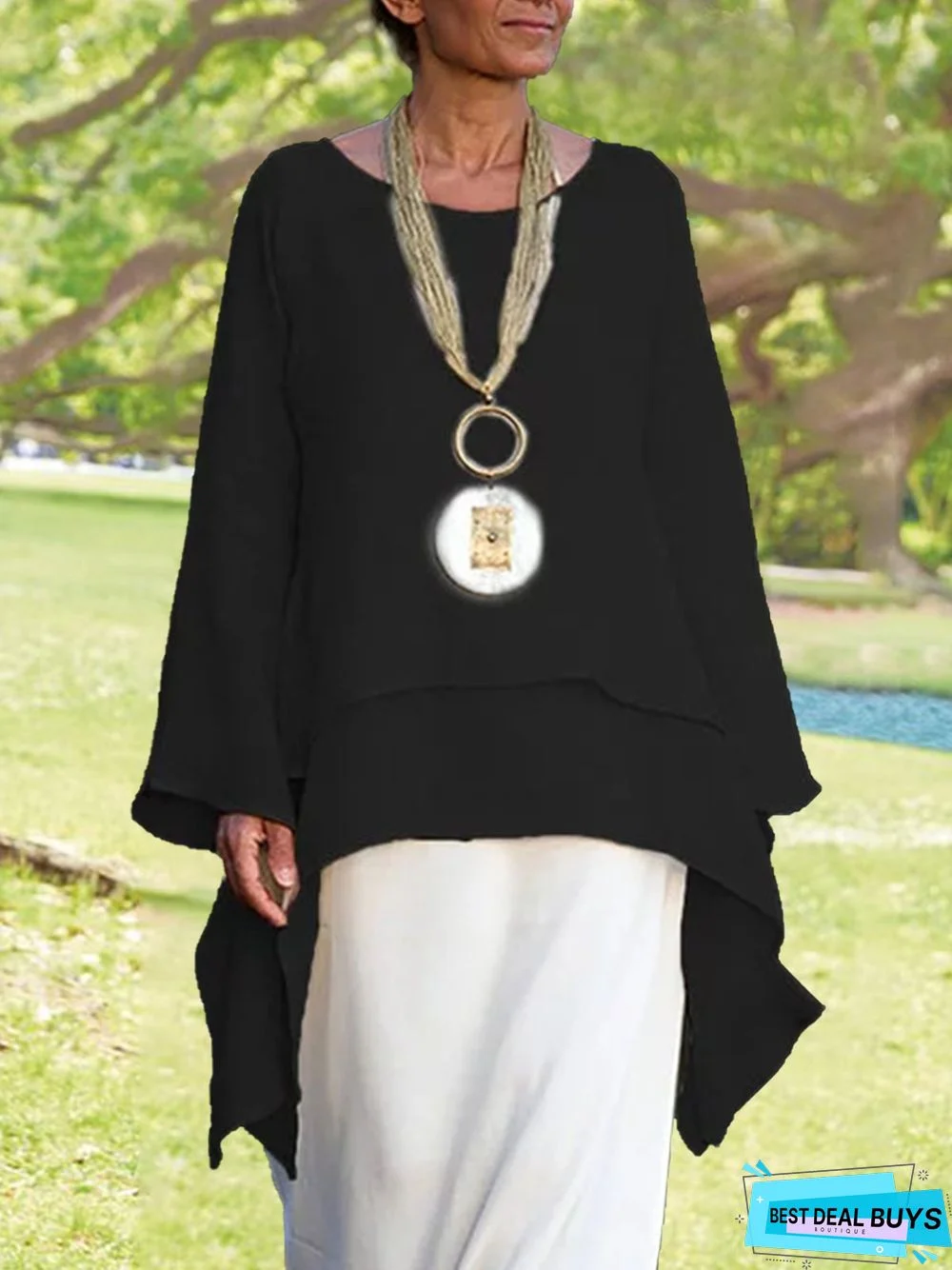 Long Sleeve Asymmetrical Casual Paneled Top