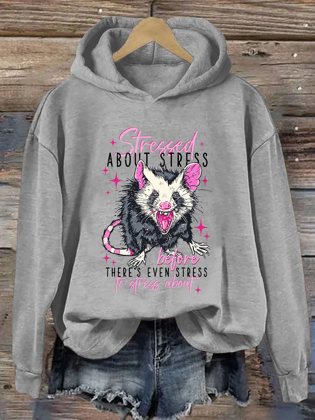 Stressed About Stress Opossum Hoodie