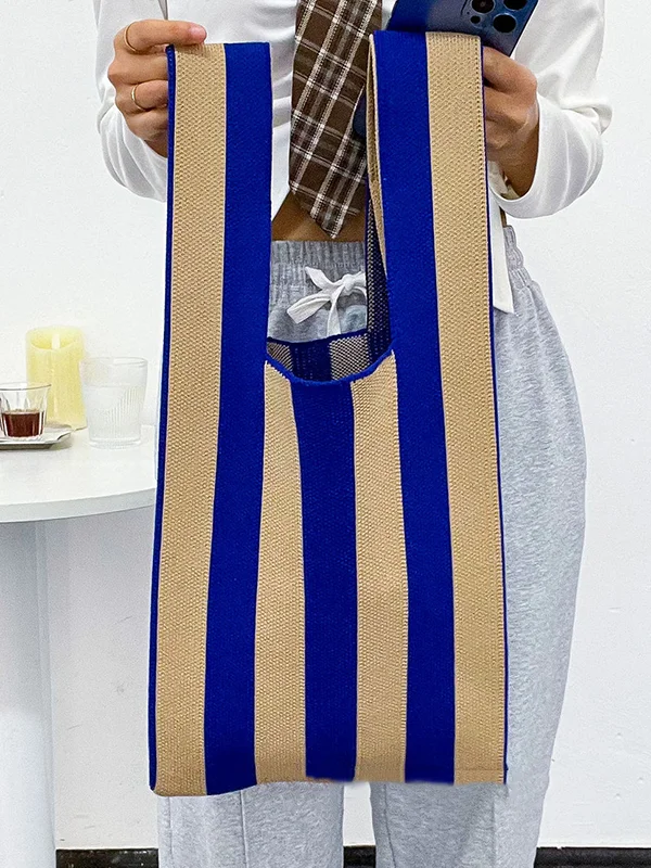 Striped Contrast Color Woven Handbag Bags