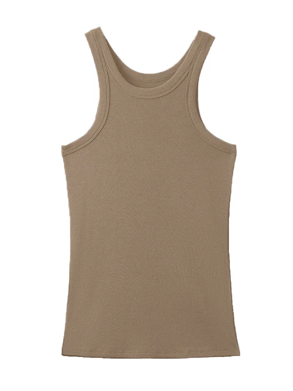 Solid Color Sleeveless Skinny Round-Neck Vest Top