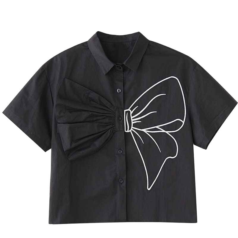 Simple patchwork short-sleeve shirt