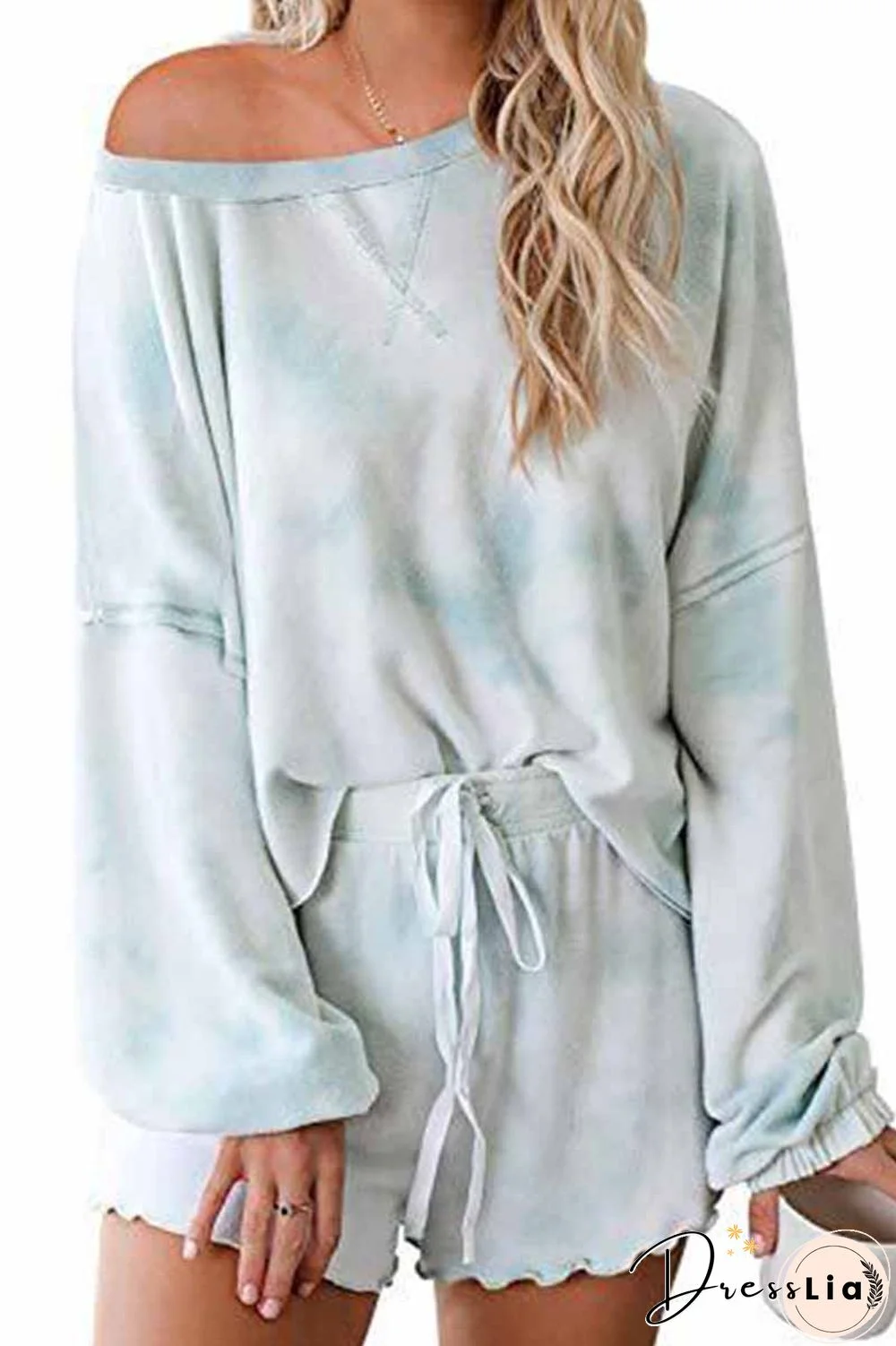 Tie-Dye Round Neck Print Casual Suit(3 Colors)
