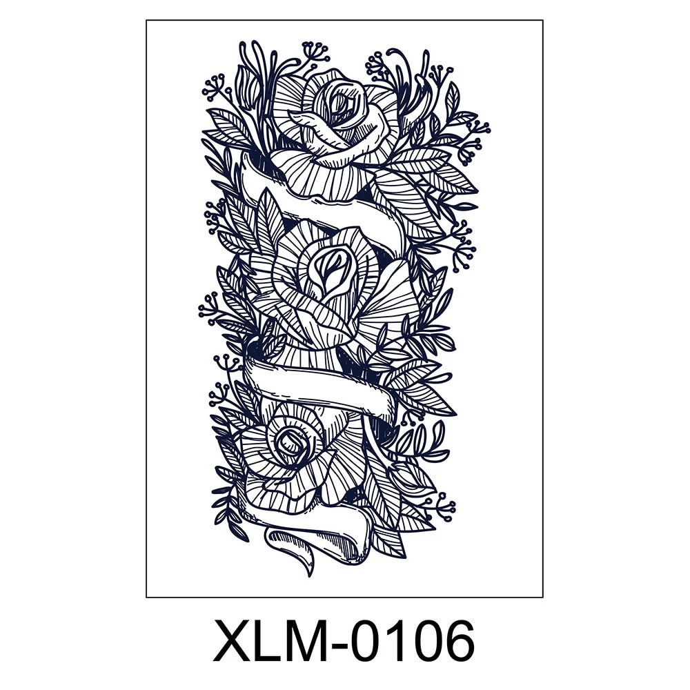 Semi-permanent waterproof sweat plant lasting big picture tattoo flower arm non-reflective herbal juice tattoo sticker