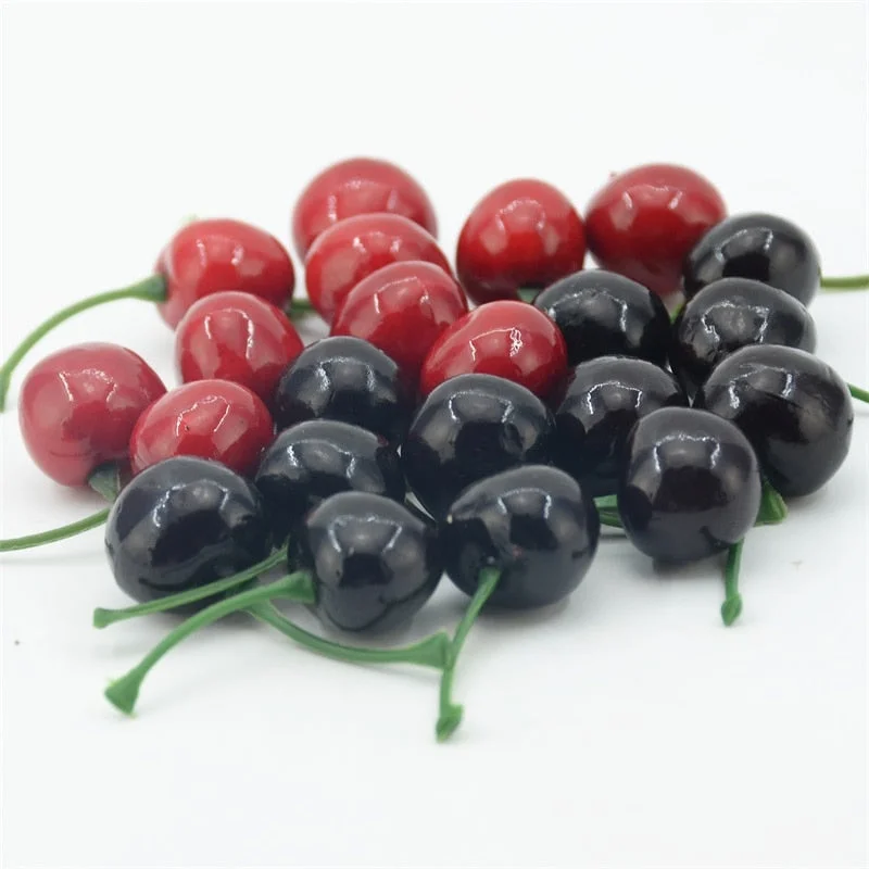 20pcs Artificial Fake Fruits and Vegetables Foam Red Cherry For Wedding Decoration Scrapbooking Simulation  Fake Flowers