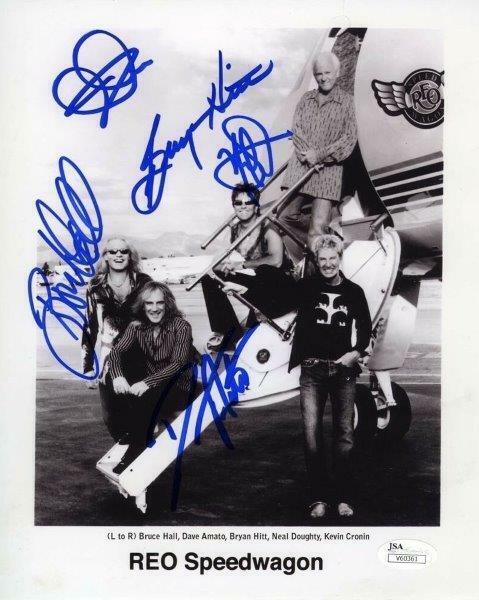 REPRINT - REO SPEEDWAGON Band Signed Autographed 8 x 10 Photo Poster painting Man Cave