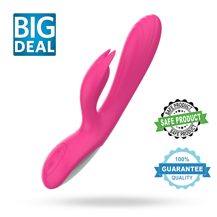 Double Fun Realistic Rabbit Silicone Sex Toy for Woman