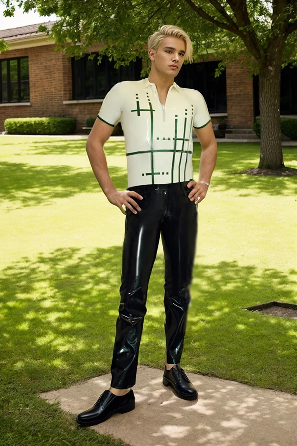 Men Latex Catsuits Graffica Polo