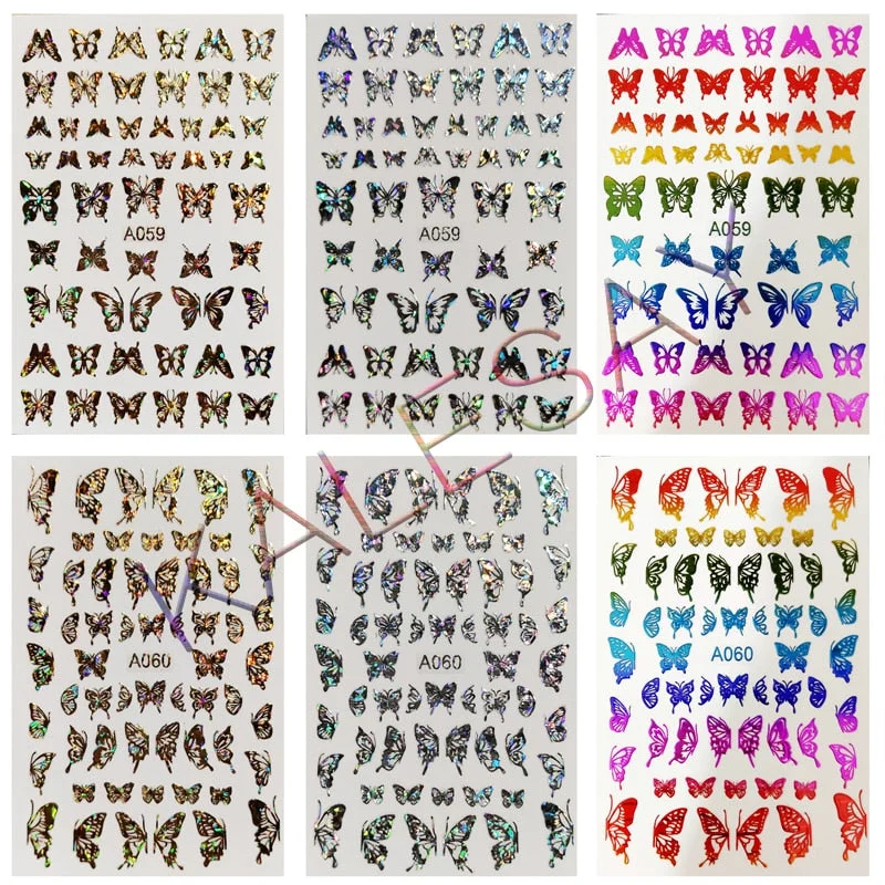 New Arrive Nail Art Sticker Decal Decoration Glow In Dark Butterfly Nail Stickes Back Glue Moon Manicure Sticker on Nails Design