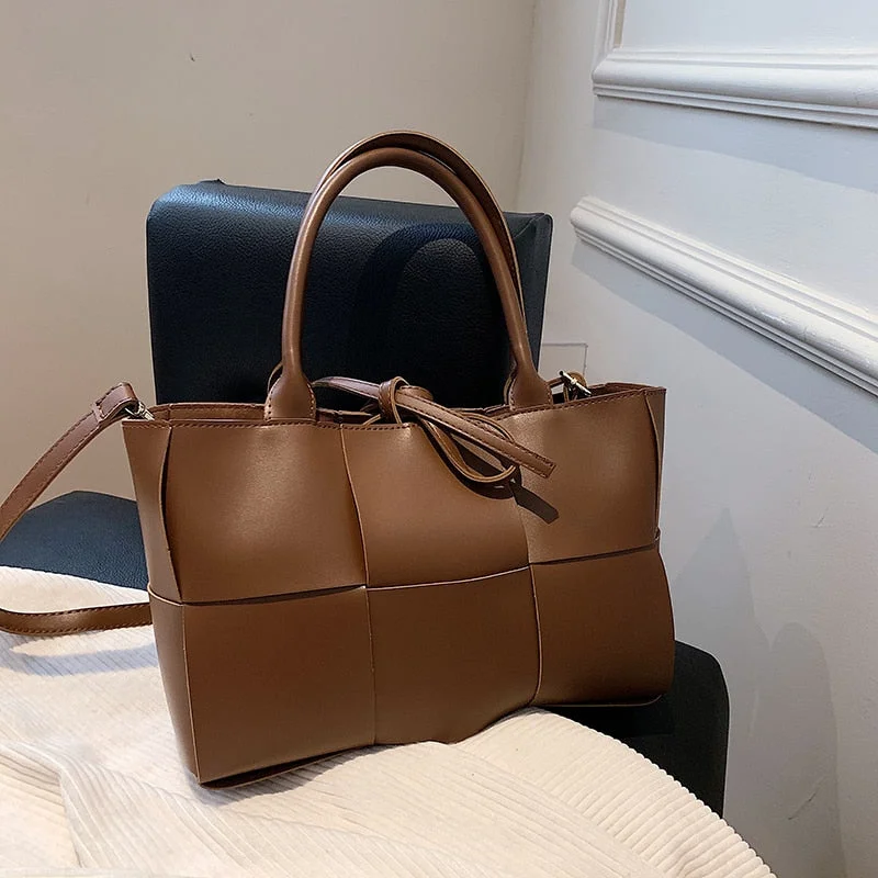 Luxury Brand Large Weave Tote bag 2022 New High-quality PU Leather Women's Designer Handbag High capacity Shoulder Bags