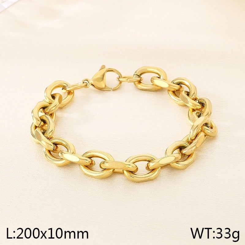 Minimalist Solid Color 304 Stainless Steel 18K Gold Plated Bracelets In Bulk