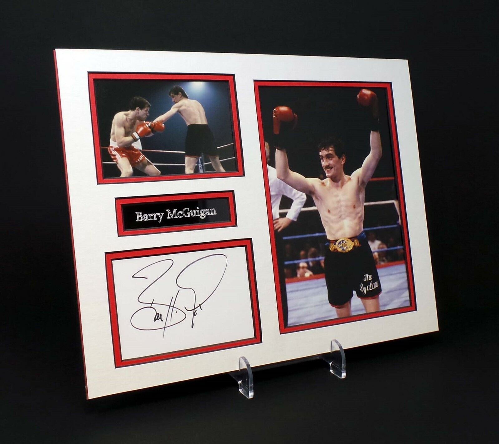 Barry MCGUIGAN Signed Mounted Photo Poster painting Display AFTAL COA Ex Featherweight Boxer