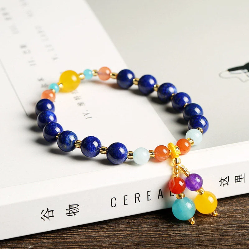 Natural Lazurite Bead Luck Charm Bracelet