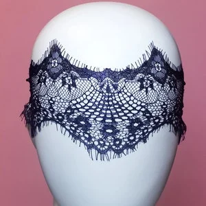 pornhint Pornhint Lace blindfold mask, dark blue sexy eye mask, kinky, seductive, masquerade, BDSM, fetish gift for her, cosplay mask, dominant, eyewear.