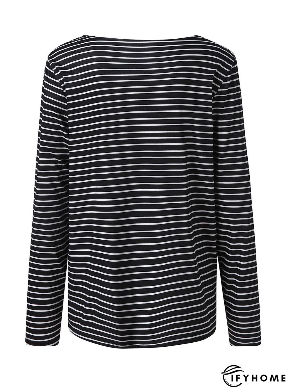 Animal Print Stripe Casual V-neck Long Sleeve T-shirt | IFYHOME