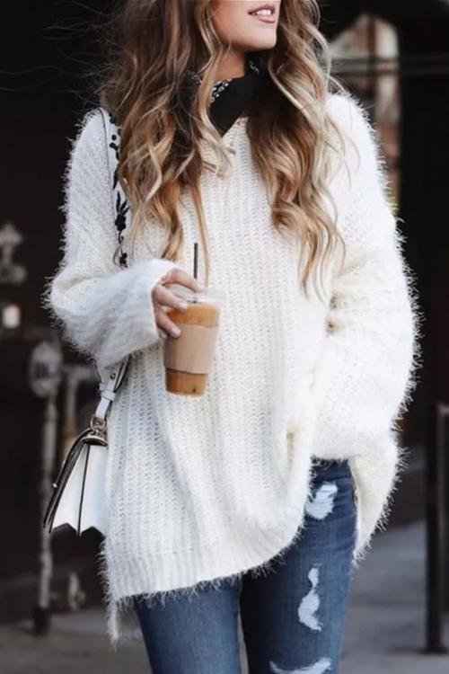 Long Hair Fuzzy Sweater