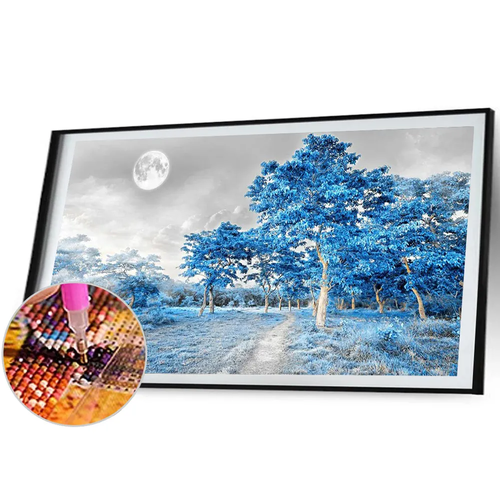 Full Round Diamond Painting 80*40cm - Blue Woods
