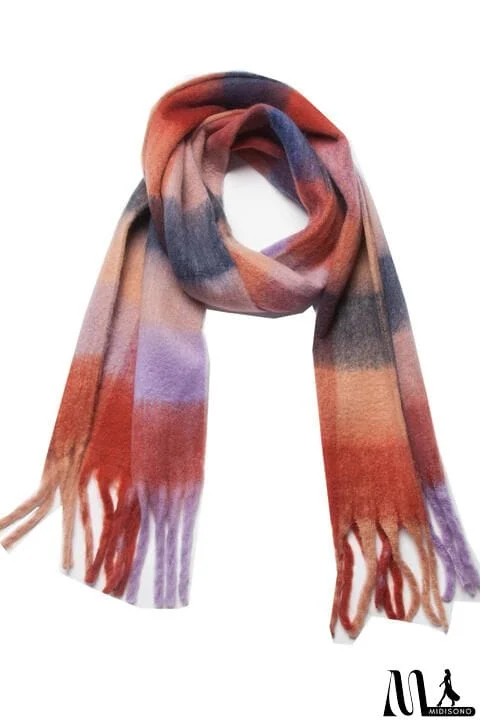 MidiSono - Fringe Detail Polyester Scarf
