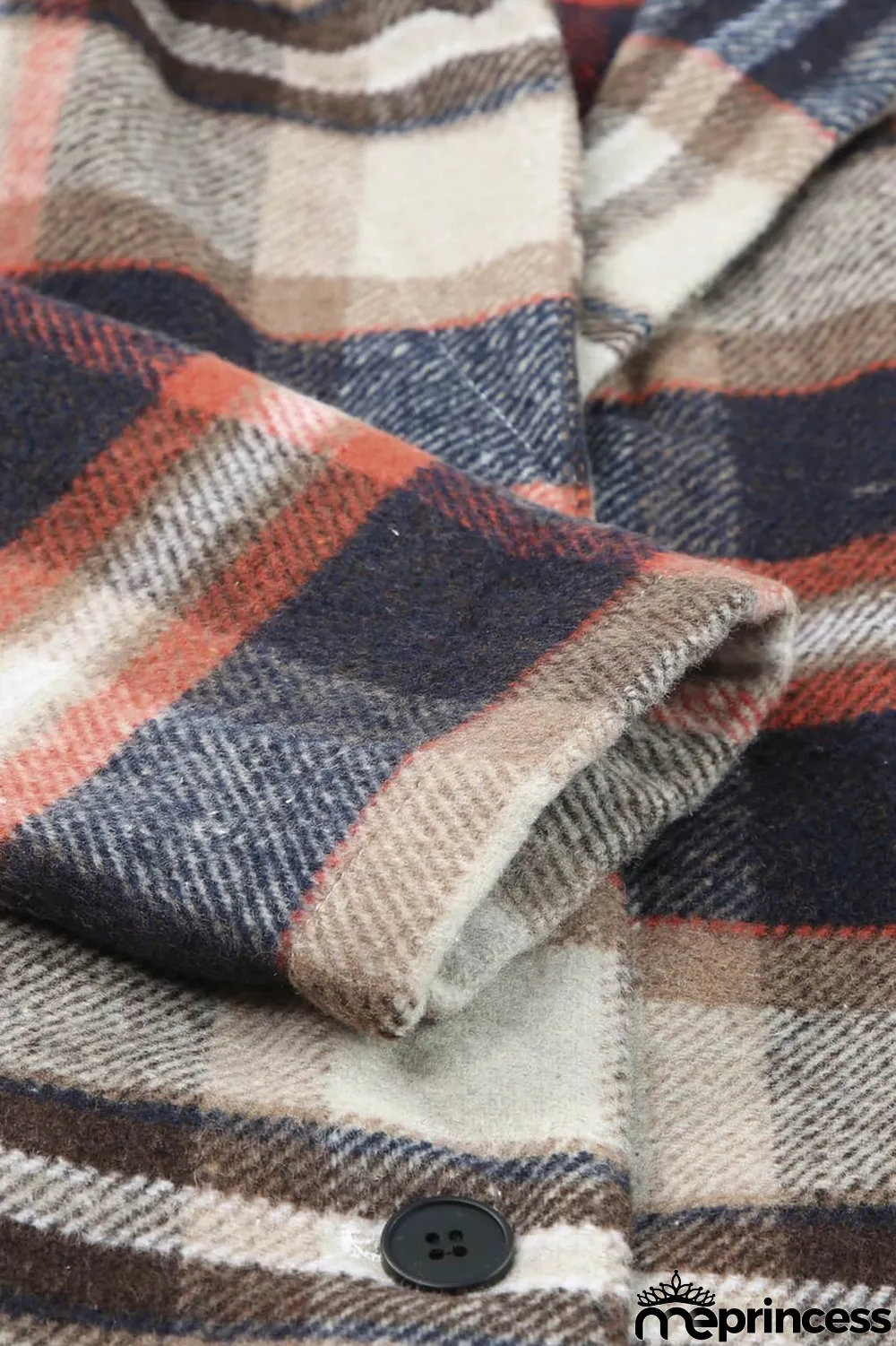 Khaki Plaid Button Up Lapel Jacket