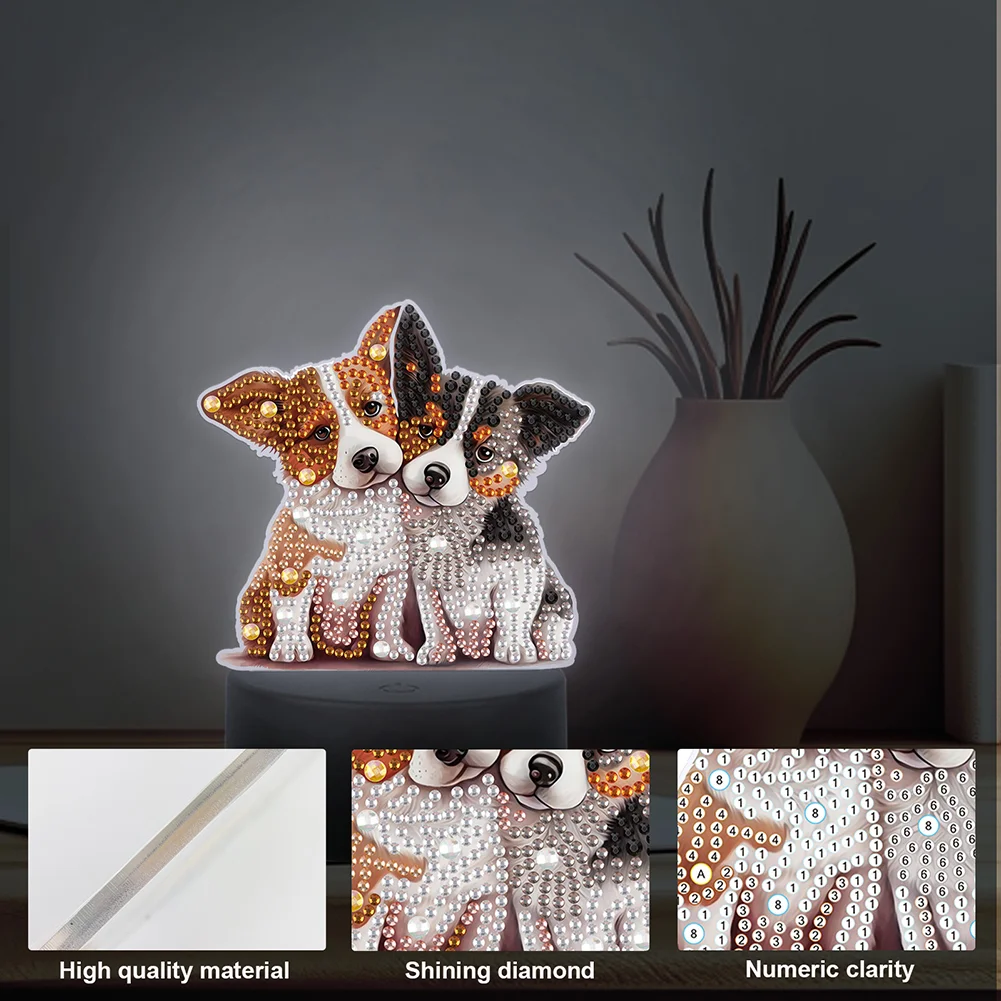 DIY Dog Diamond Painting LED Lamp Diamond Painting Night Light