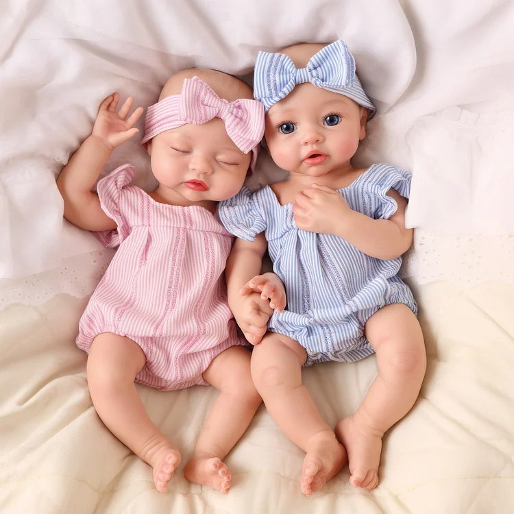 Babeside Smiling Reborn Baby Nancy & Dolly 12"/16'' Little Infant Twins Best Gift for Kid