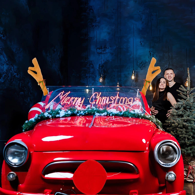 New Christmas Antlers Car Decoration Atmosphere Layout Red Elk Horn Christmas Atmosphere Decorations Big Antlers