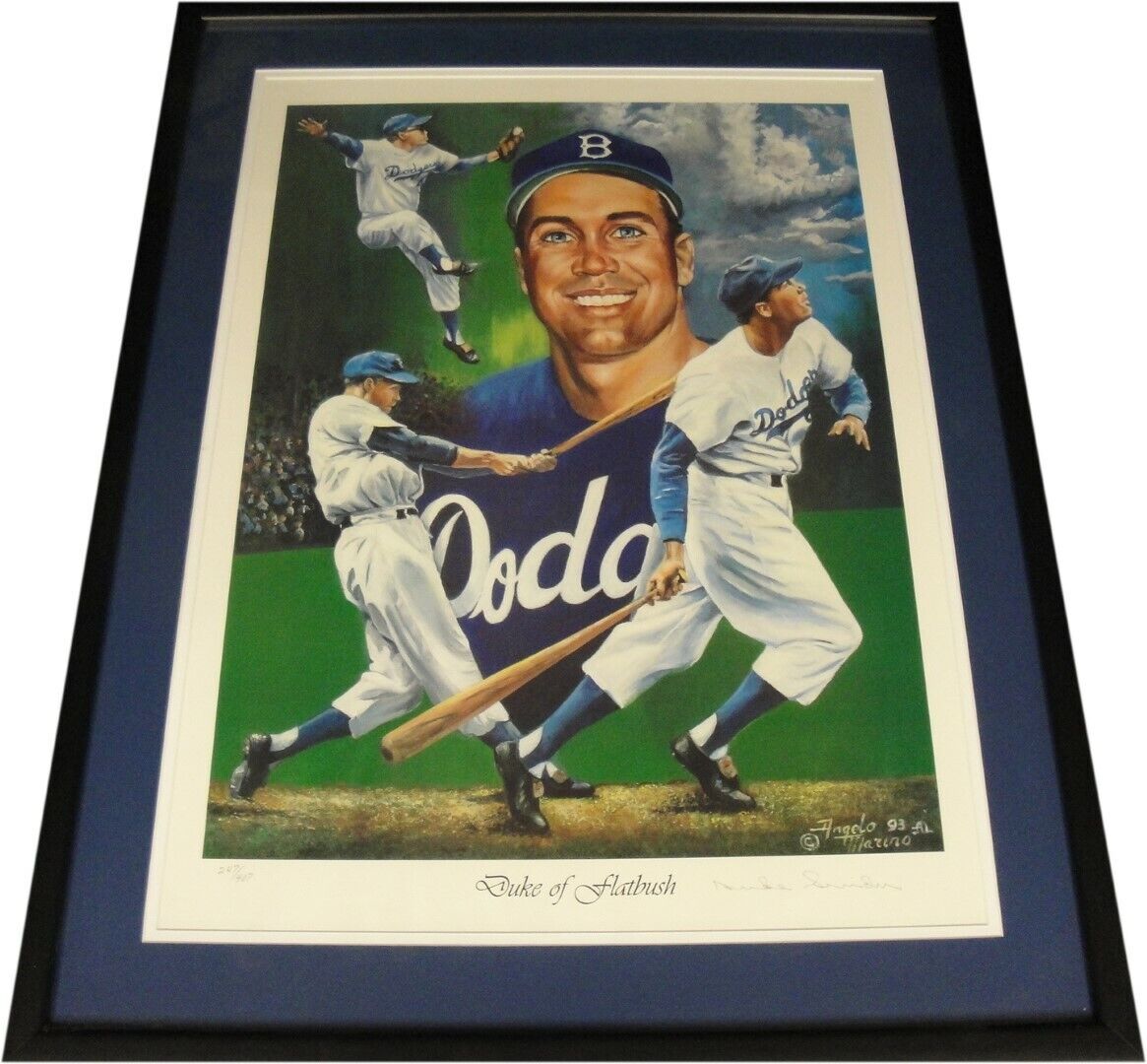 Duke Snider Hand Signed Autographed 18x24 Custom Framed Photo Poster painting LA Dodgers COA