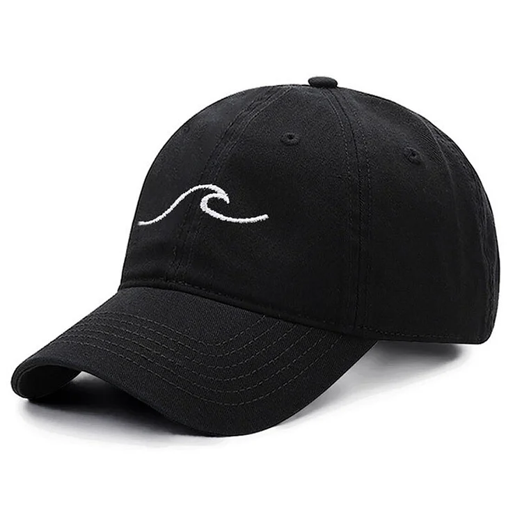 Sea Wave Embroidery Pure Cotton Baseball CapWomen Men Hat Sport Visors Snapback Cap Sun Hat Breathable Outdoor Cap