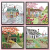 4pcs Cross Stitch - 14CT Stamped - Hut One Two Three Four (16*16cm)、[Everydayedeals]