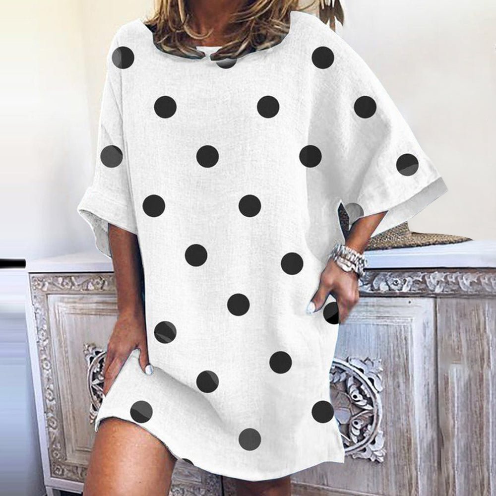 Stylish Polka Dot 3/4 Sleeve Mini Dress