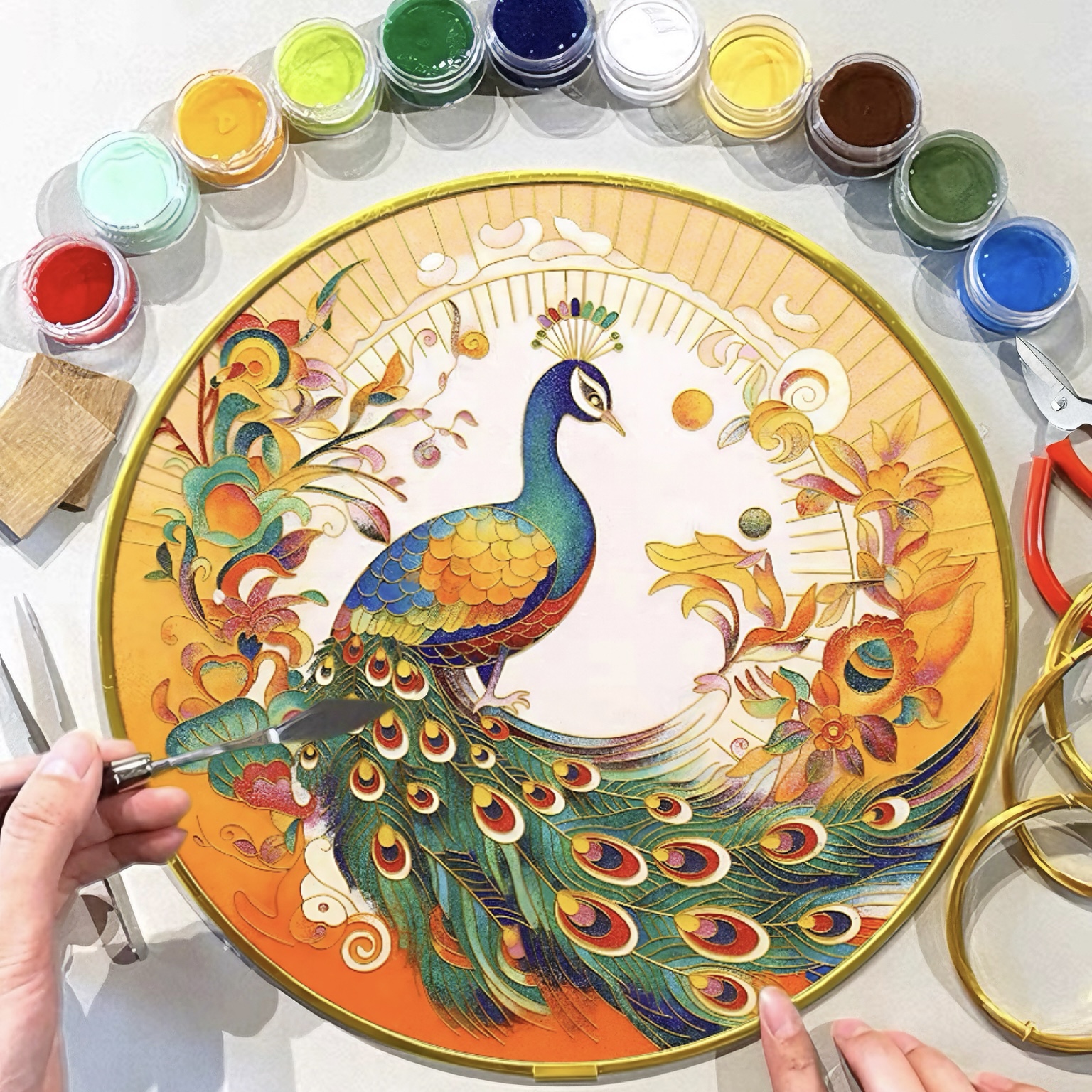 Lucky Peacock - DIY Cloisonne Painting Art Kits - Cloisonnekit
