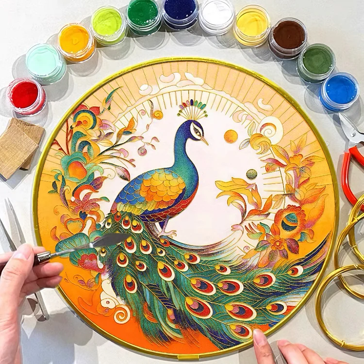 Lucky Peacock - DIY Cloisonne Painting Art Kits - Cloisonnekit