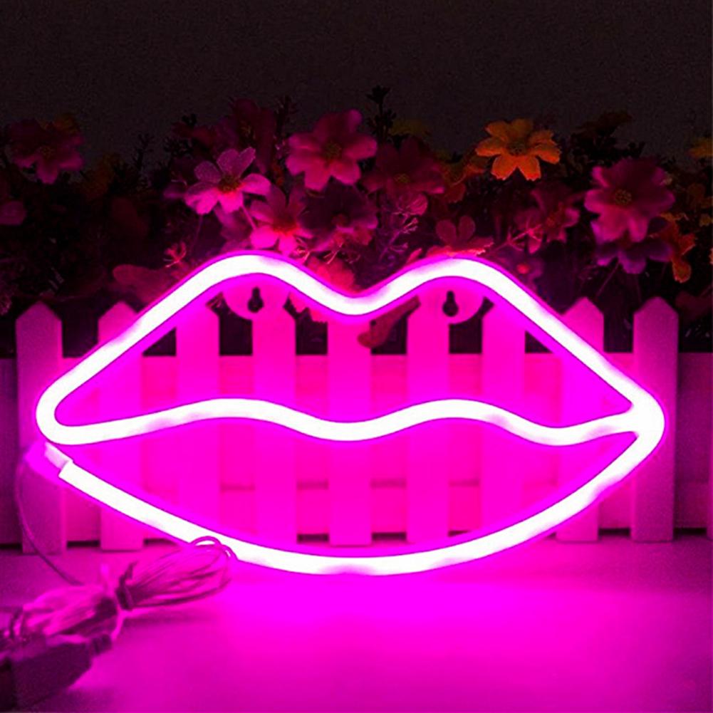 Indoor LED Neon Sign Night Lights Lips Lamp Wall Decor Light for Kids Room от Cesdeals WW