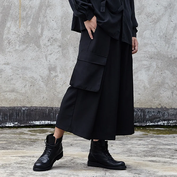 Japanese Darkwear Style Loose Straight Leg Slacks Wide-leg Pants-dark style-men's clothing-halloween