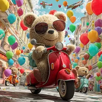 Urban Bear Ride - Diamond Painting