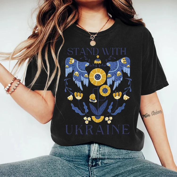 Simpfit Retro-Stand mit Ukraine-Muster, lässiges T-Shirt