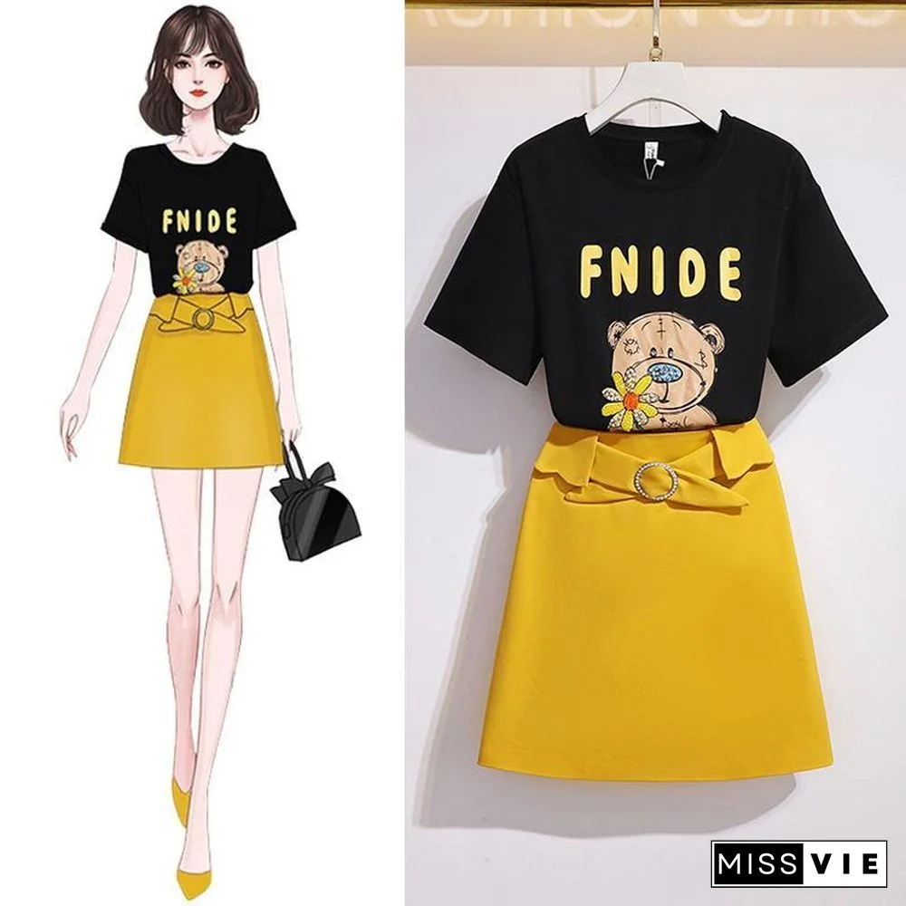 Cute Bear Tee+Chic Skirt P11144