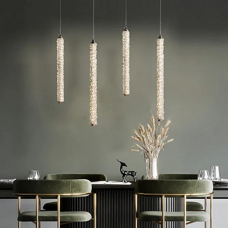 Long Crystal Pendant Light Modern Dining Room Vjlight