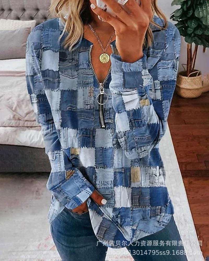 Ueong New Women's Imitation Denim Print Casual Jacket AY1716A1 Collection