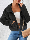 Fuzzy Solid Fall & Winter Jacket, Casual Zip Up Long Sleeve Warm Outerwear, Women's Clothing
