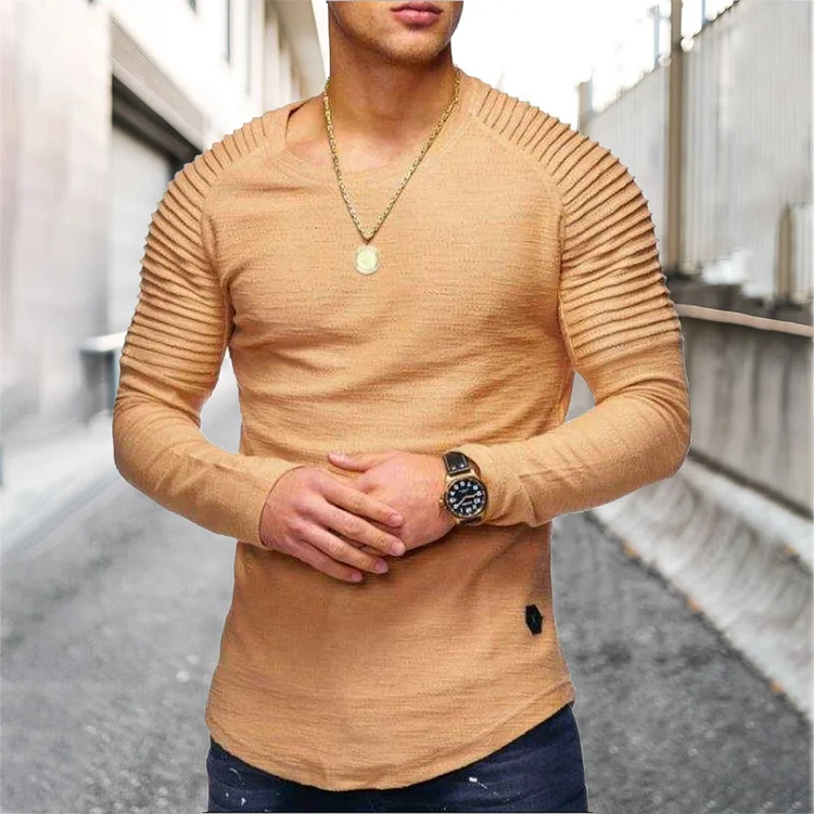 BrosWear Men's Round Neck Tight Thermal Unique Long Sleeve T-shirt