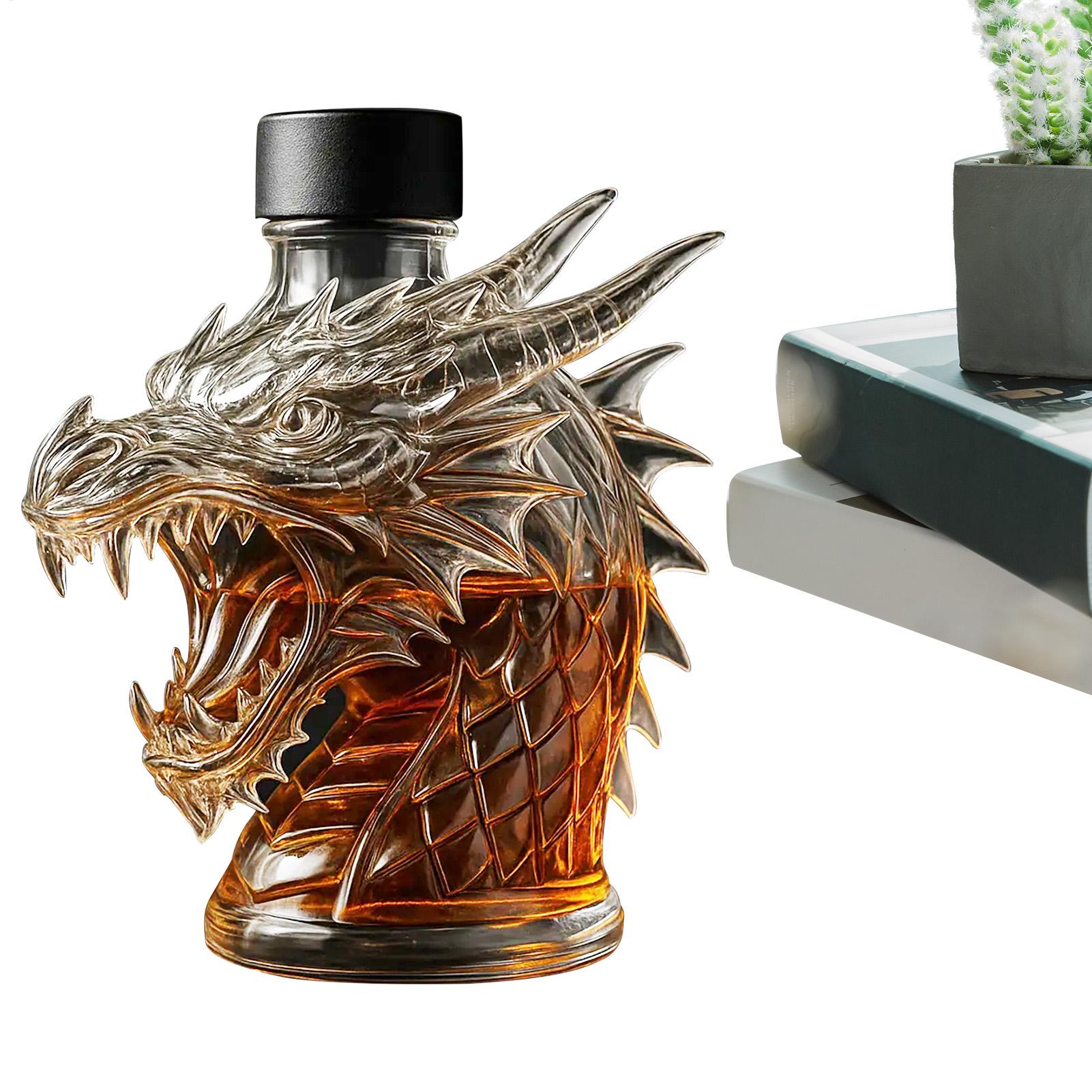 Tegooe Dragon Head Whiskey Decanter - Unique Glass Liquor Dispenser for Spirits