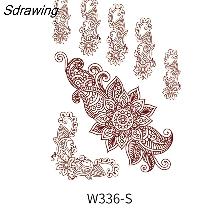 Sdrawing Henna Lace Temporary Tattoo Sticker Butterfly Mehndi Flower Fake Tattoo for Women Feather Flora Sexy Henna Design Stickers