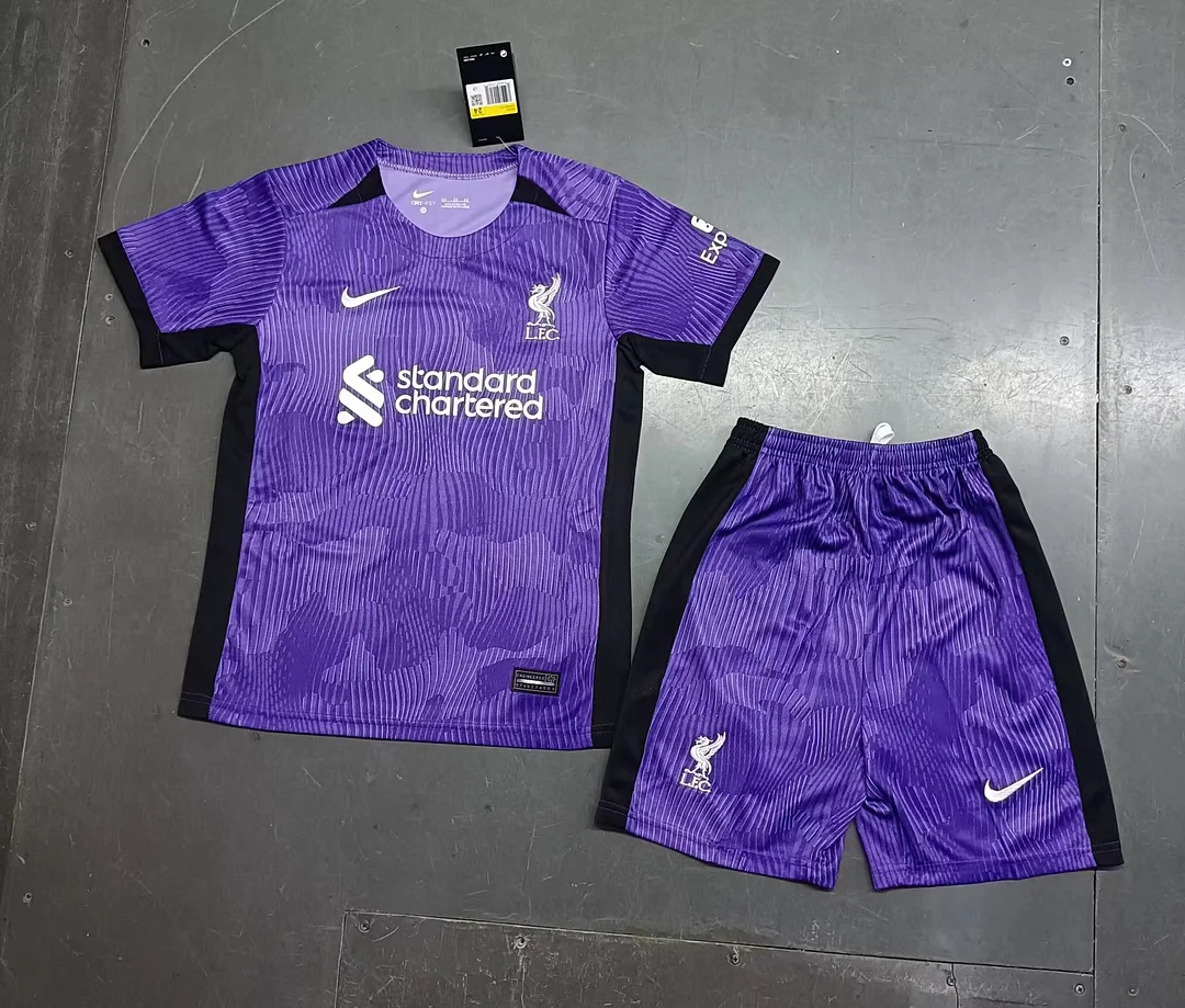 2023-2024 Liverpool Third Away Kids Kit Football Jersey  Thai Quality