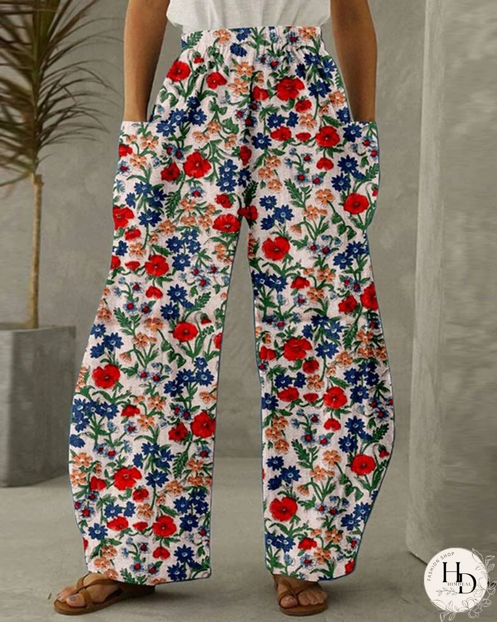 Floral Print Retro Casual Loose Pants S-5XL