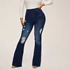 Women's Stretch Ripped High-waisted Flared Jeans by Inlyline