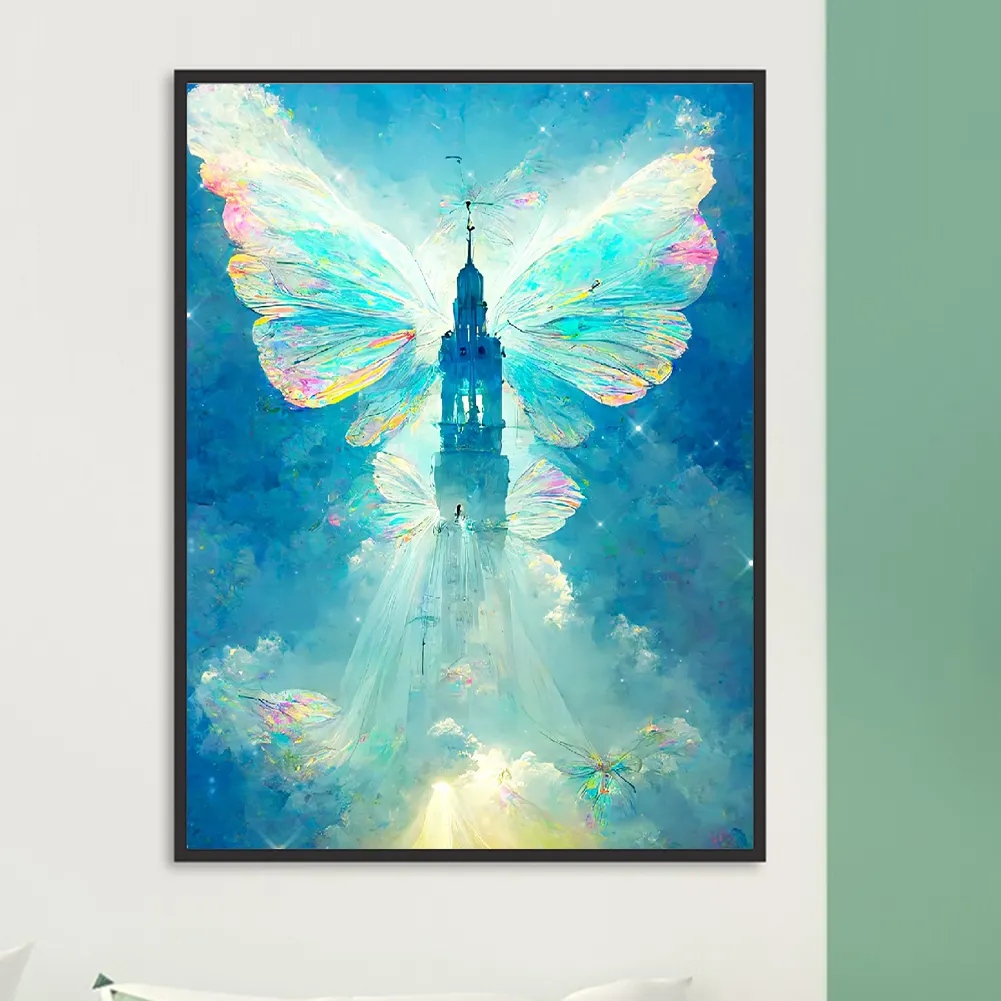 Full Round Diamond Painting 30*40cm - Butterfly Crystal Castle